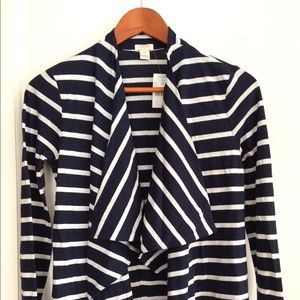 J. Crew Cascade Blue striped cotton cardigan
